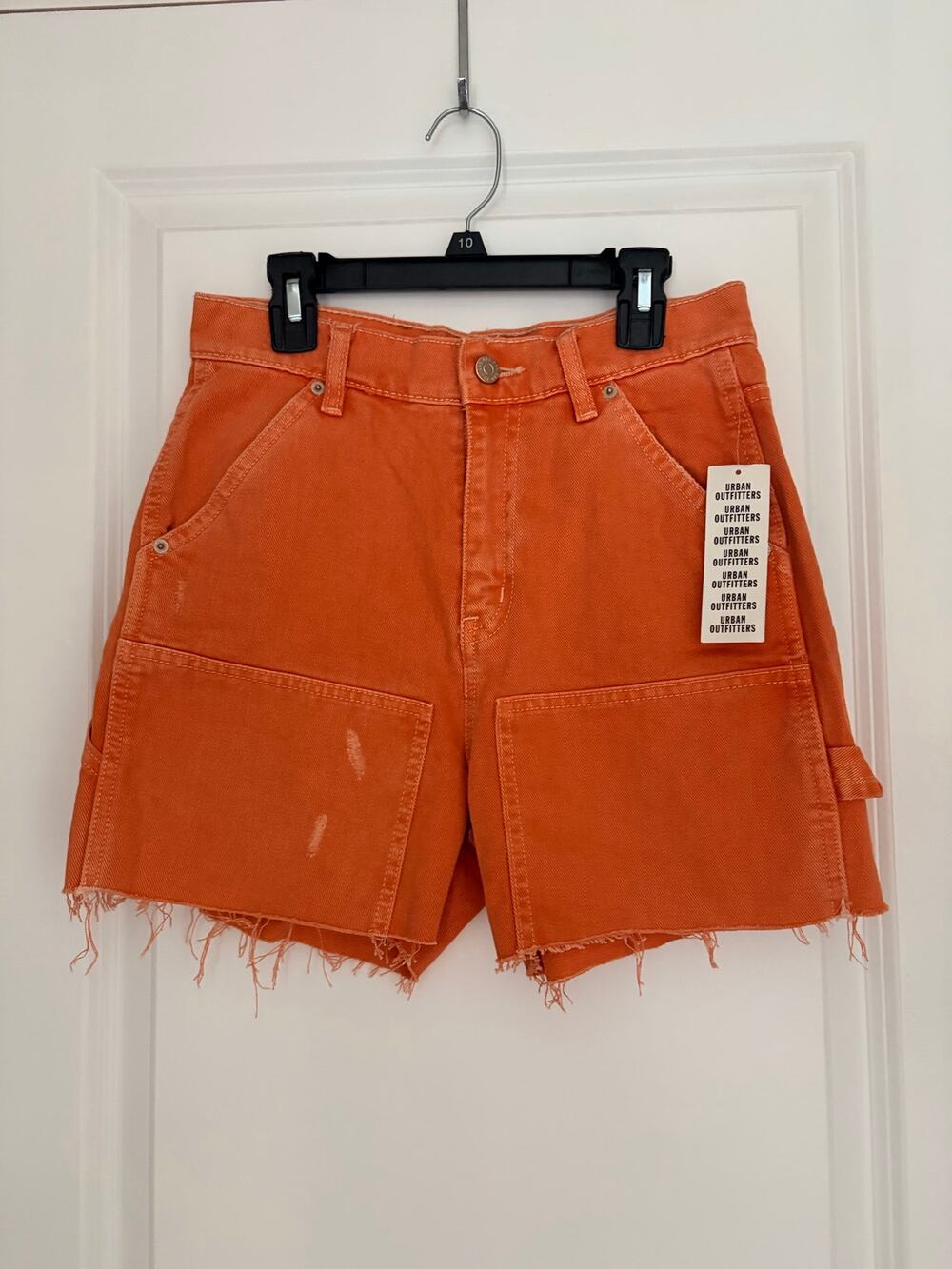 NWT BDG Urban Outfitters Cut Off Carpenter Shorts Orange Size 26